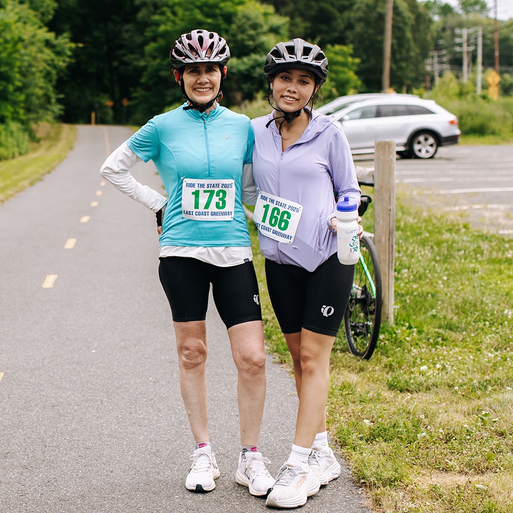 Smiling cyclists in Connecticut