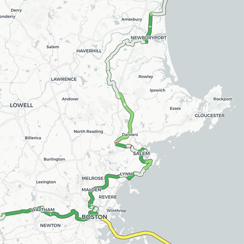 Border to Boston Map