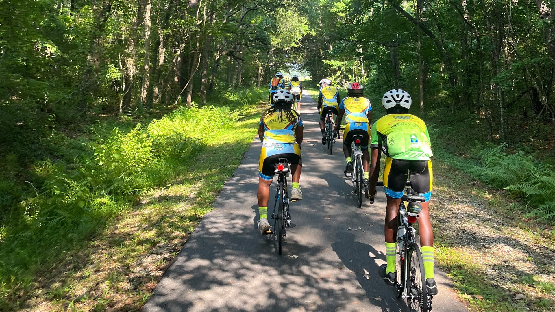 Teenagers cycling on the East Coast Greenway in South Carolina