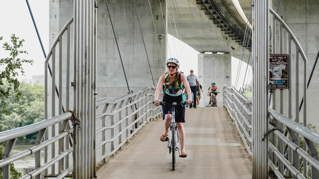 Belle Isle Suspension Bridge biking