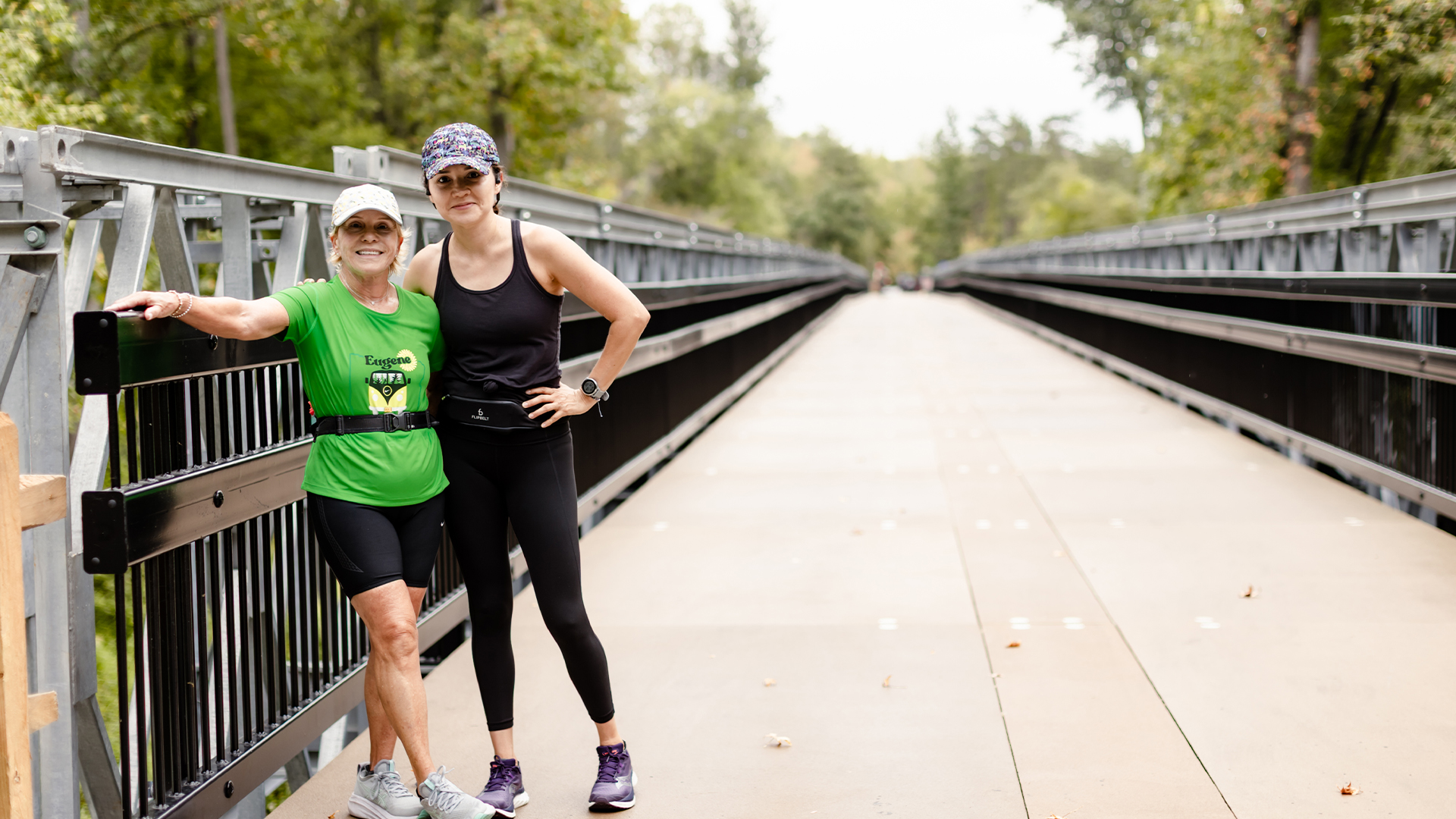 Runners on bridge