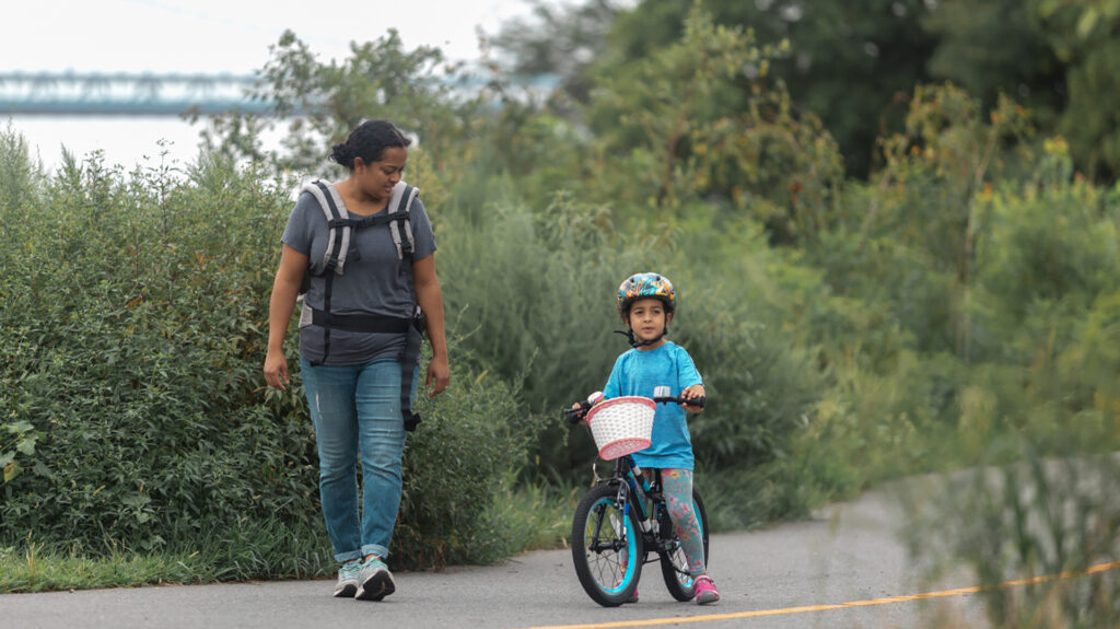 Philadelphia family walking