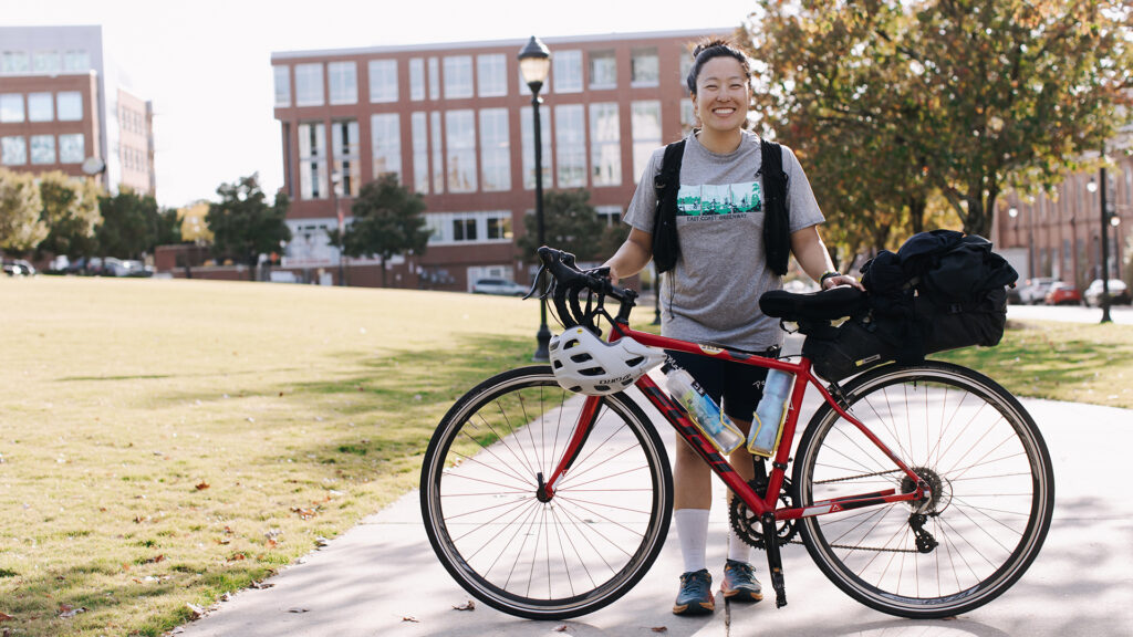 Whitney Kim biking