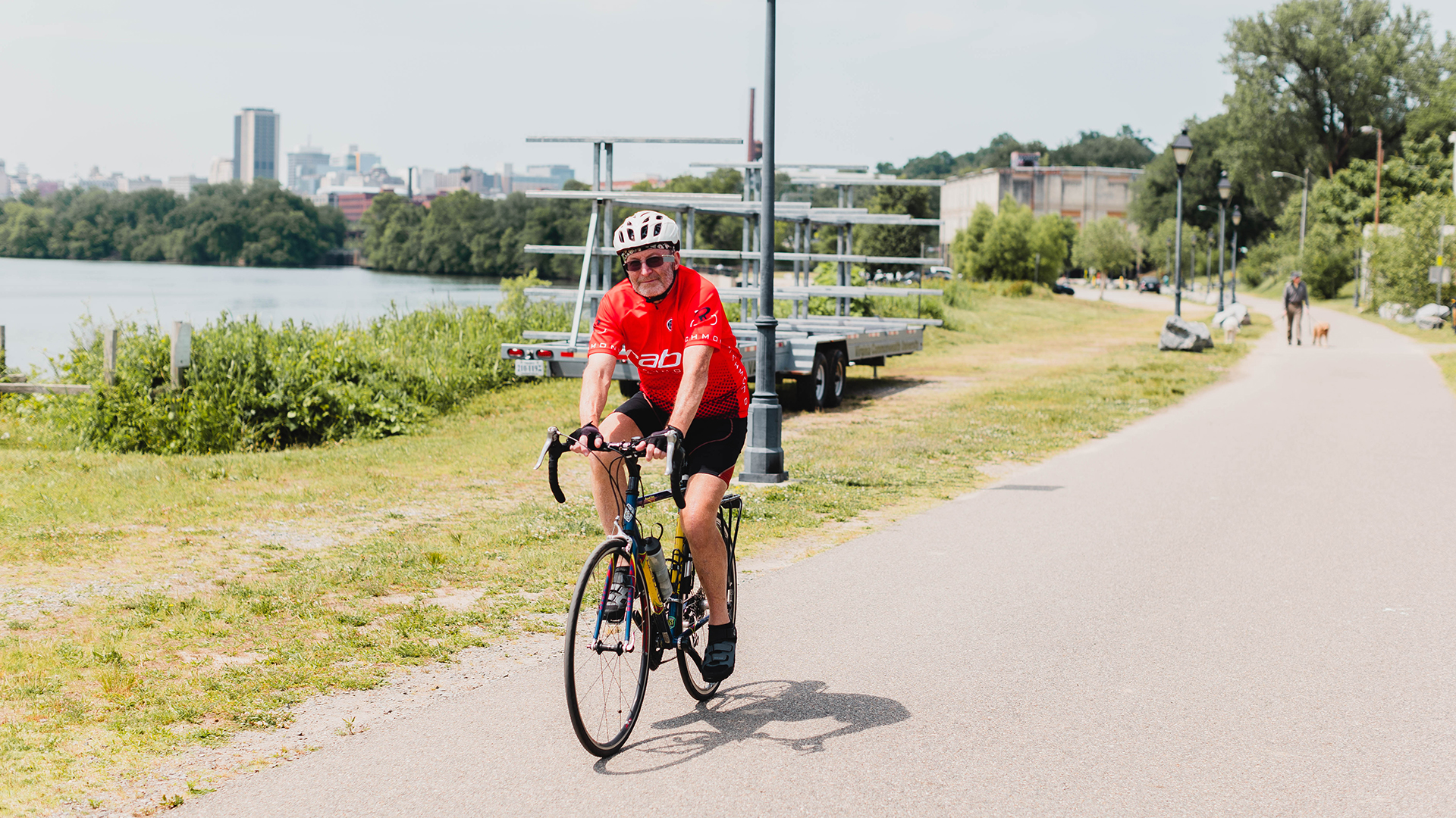 Man biking in Richmond, Virginia