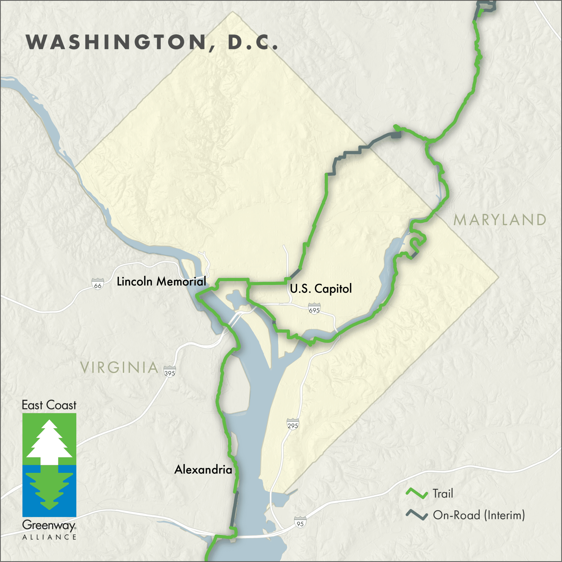 Washington, DC Greenway Map