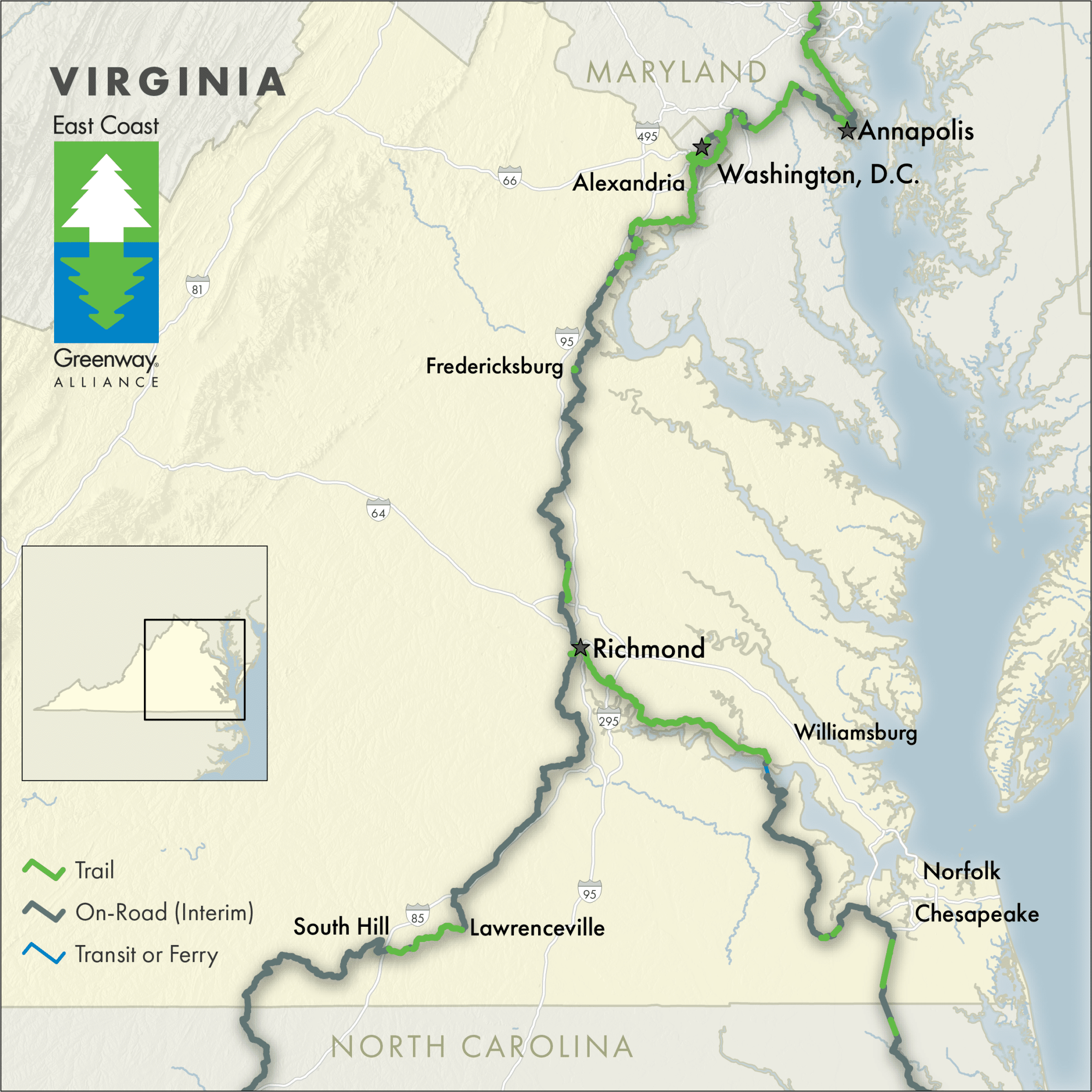 Virginia Greenway Map