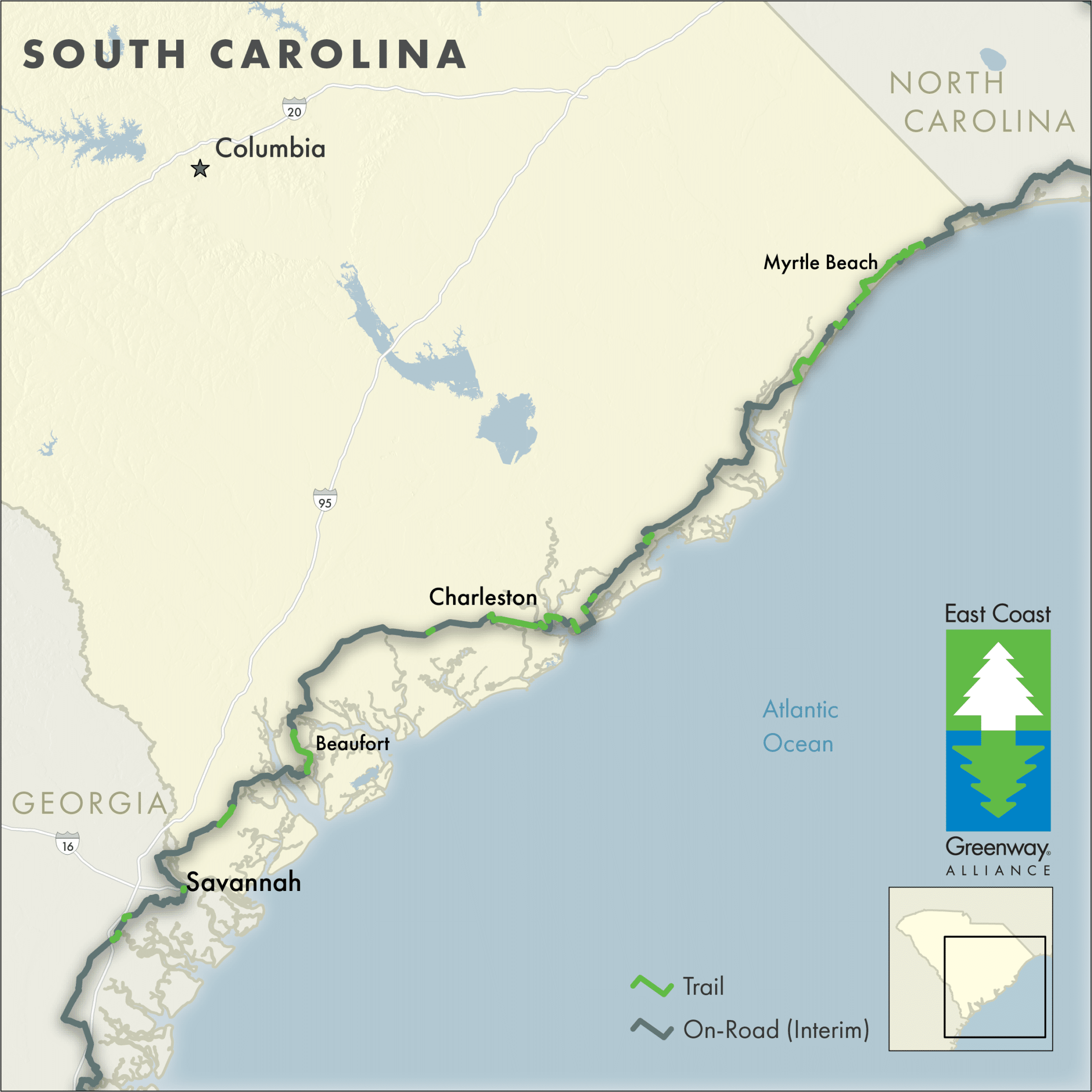 South Carolina Greenway Map