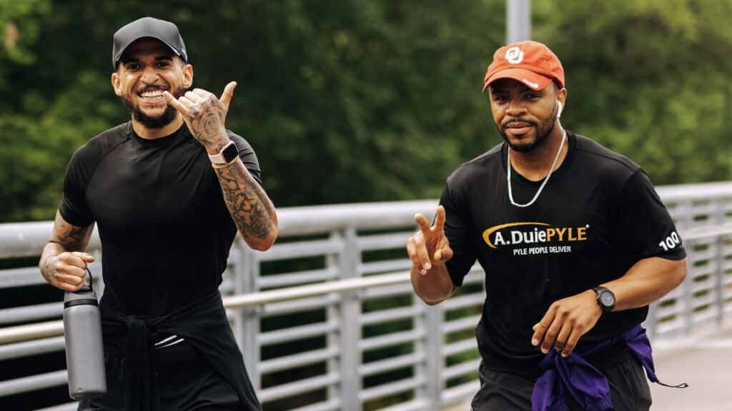 Smiling runners in Philadelphia