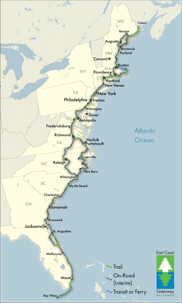 Full East Coast Greenway map