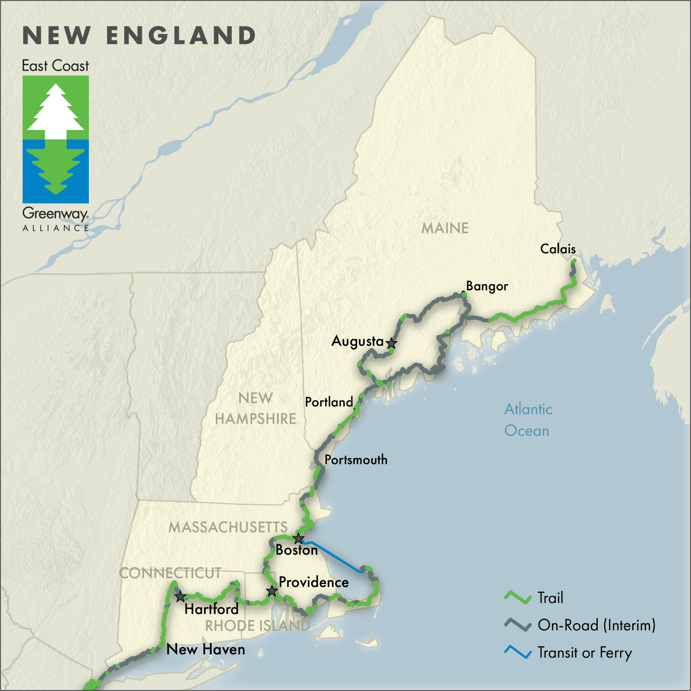 New England Greenway Map