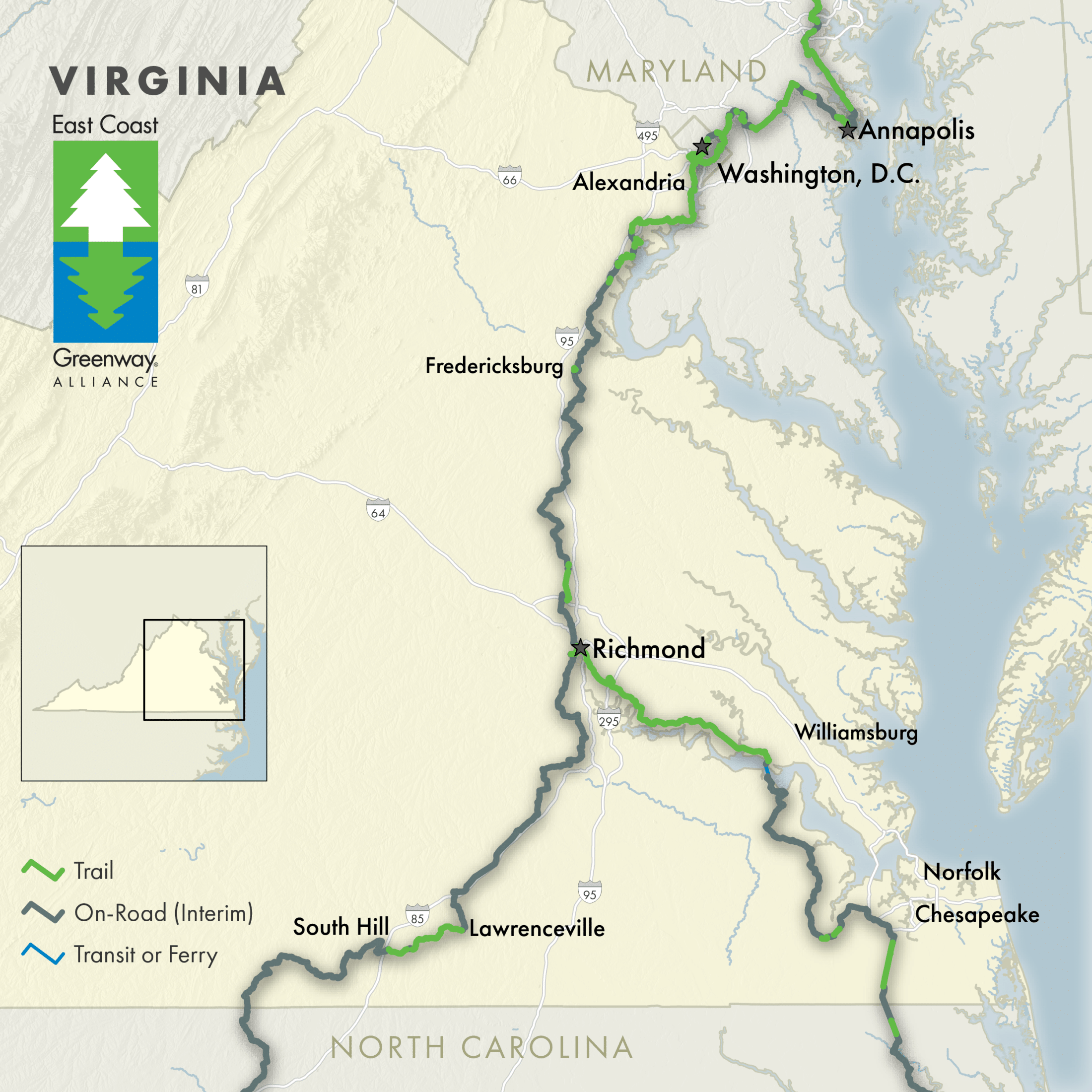 Virginia Greenway Map