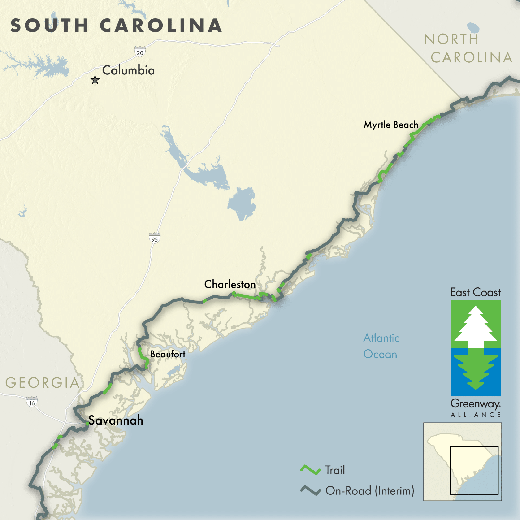 South Carolina Greenway Map