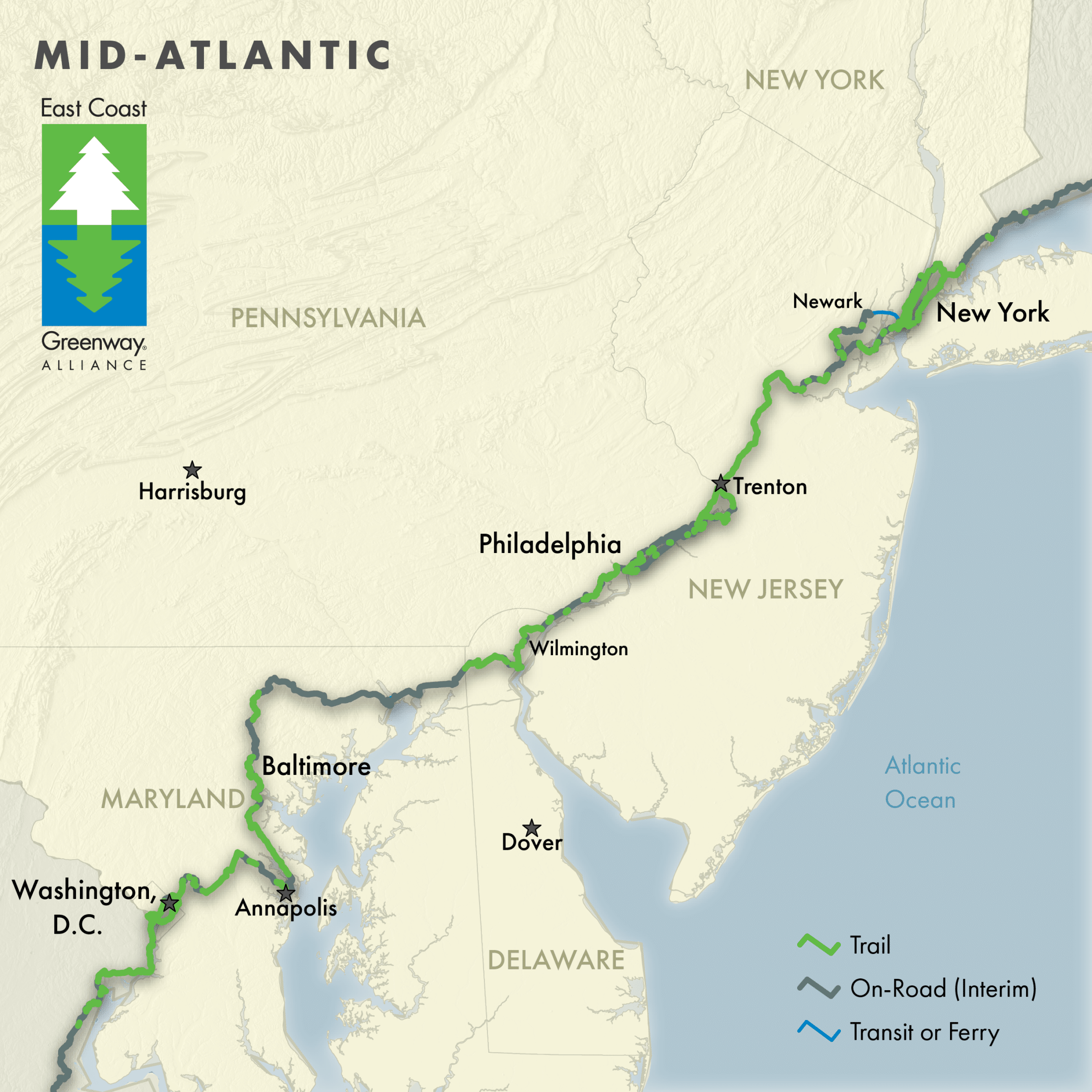Mid-Atlantic Greenway Map