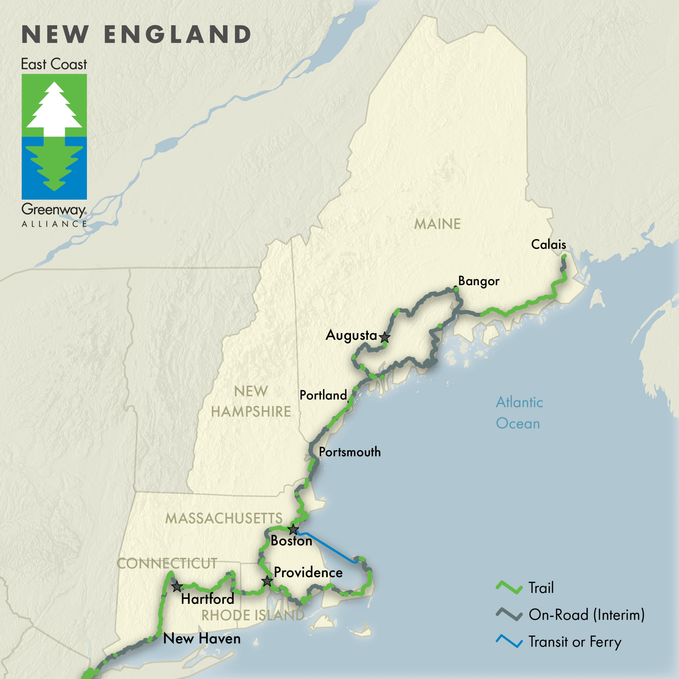 New England Greenway Map