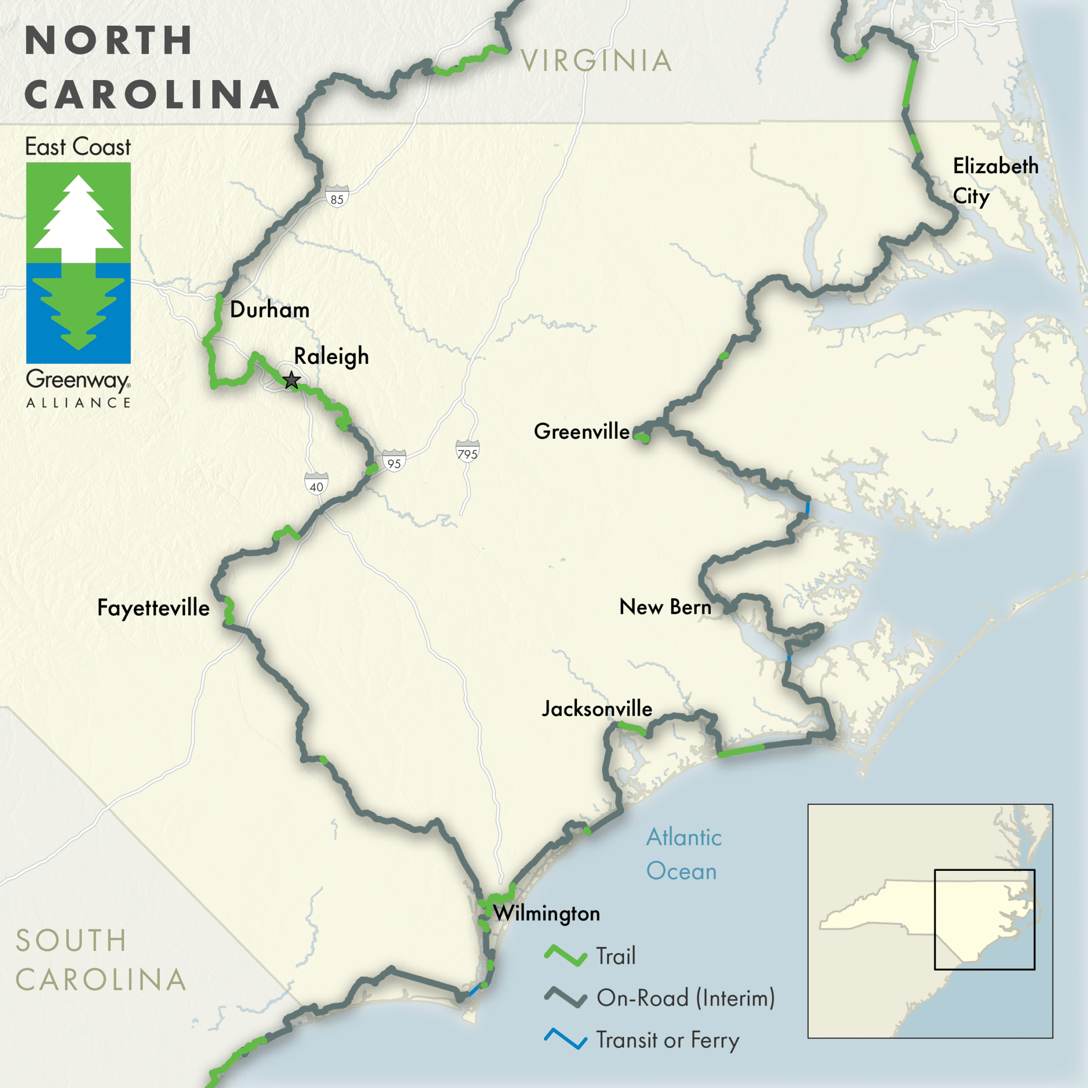 North Carolina Greenway Map