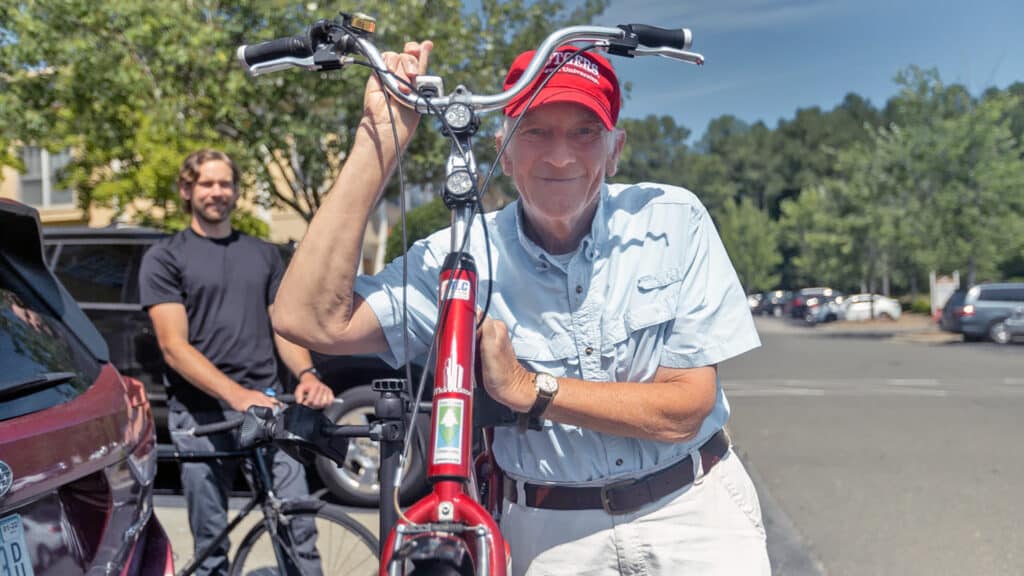 John Pucher with his bike