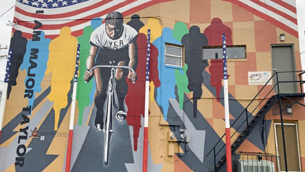 Mural of cyclist Major Taylor