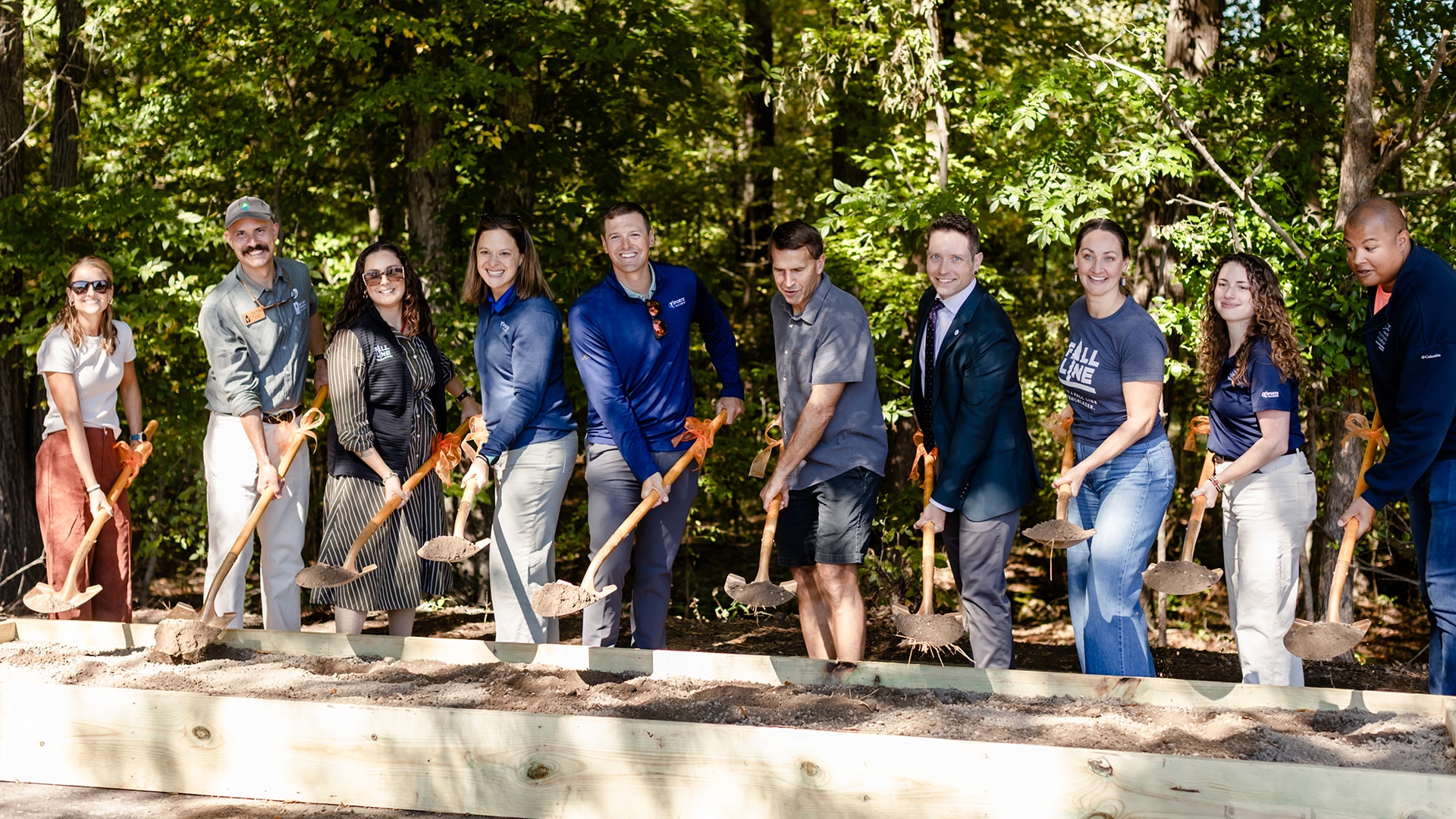 Shoveling dirt at Virginia groundbreaking